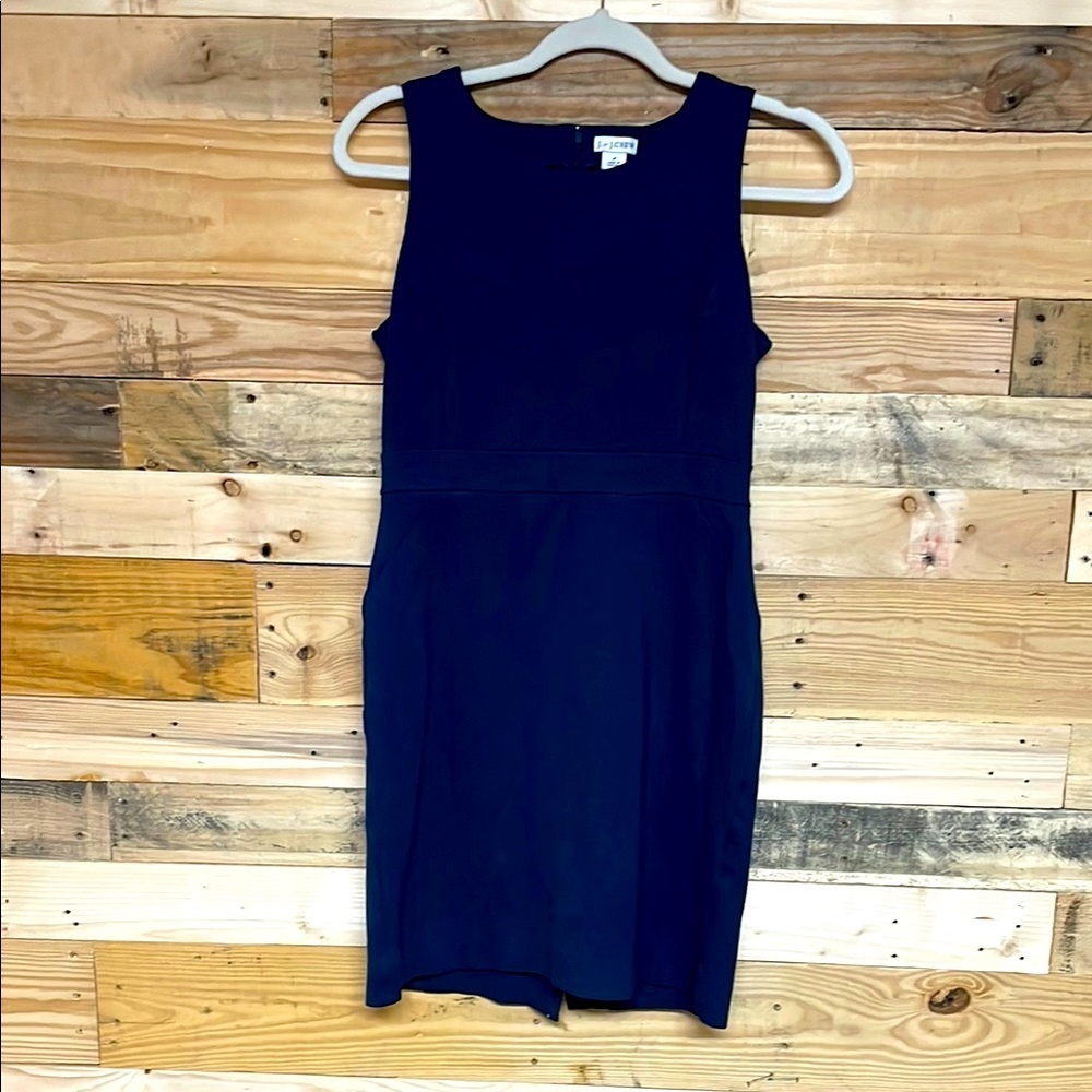 J.Crew Size 4 Navy Blue Sleeveless Sheath Midi Soft and Stretchy high-neck Dress